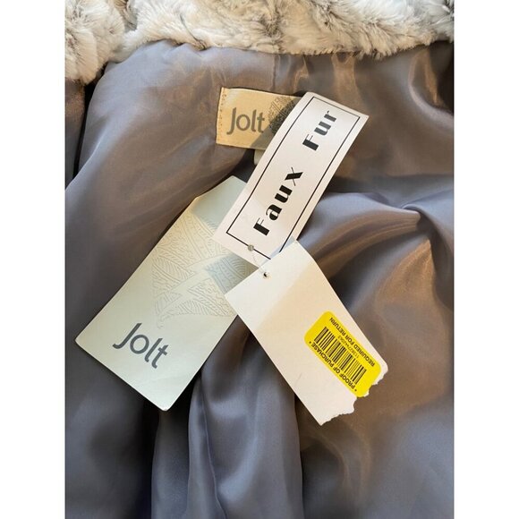 Jolt Womens Faux Fur Vest L Gray & White Asymmetric Hem Hippie Outdoor NEW NWT - Picture 5 of 15